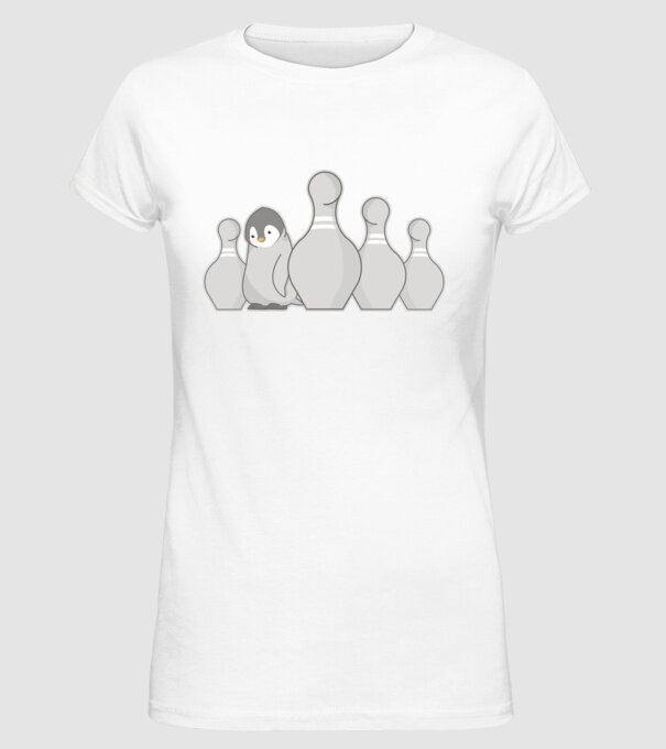 Bowling pinguin model alb pe tricou