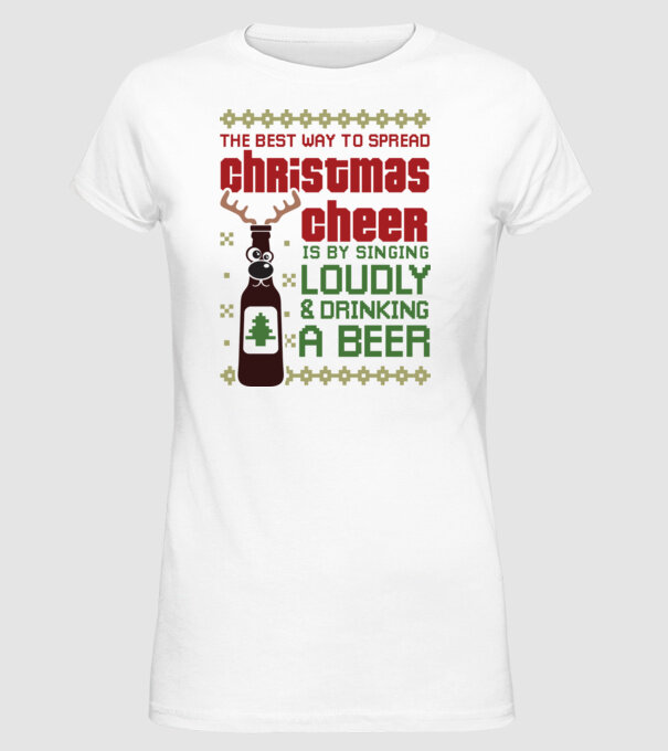 Christmas cheer beer pulovăr urât model alb pe tricou