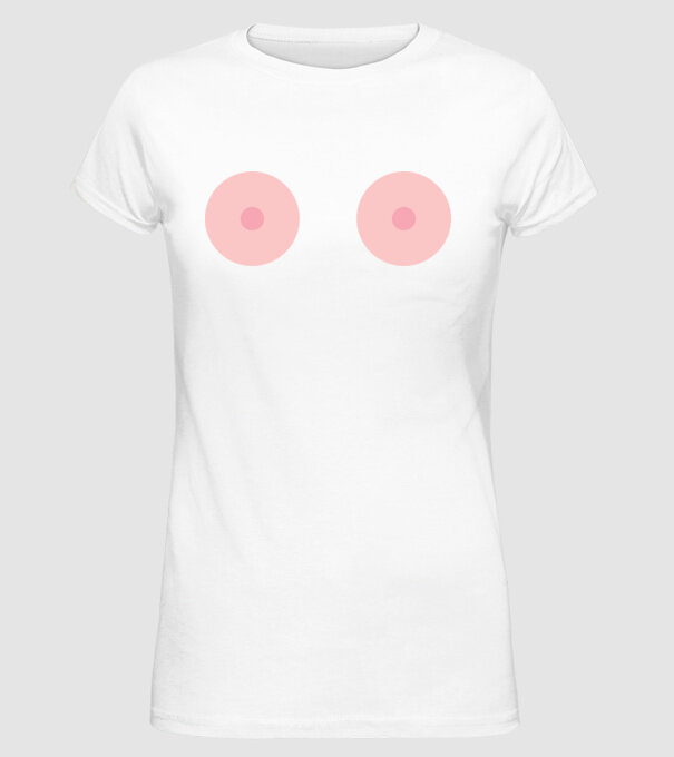 Țâțe model alb pe tricou
