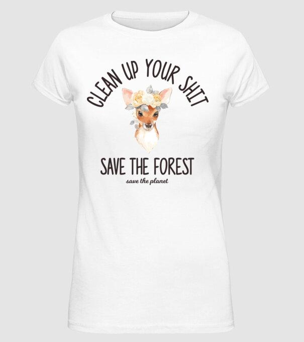 Clean up your shit model alb pe tricou