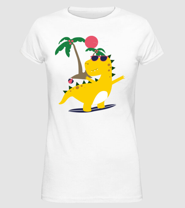 dinozaur drăguț vară model alb pe tricou
