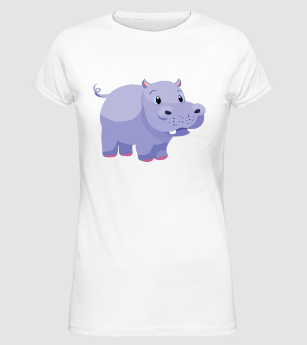 Hipopotam drăguț model alb pe tricou