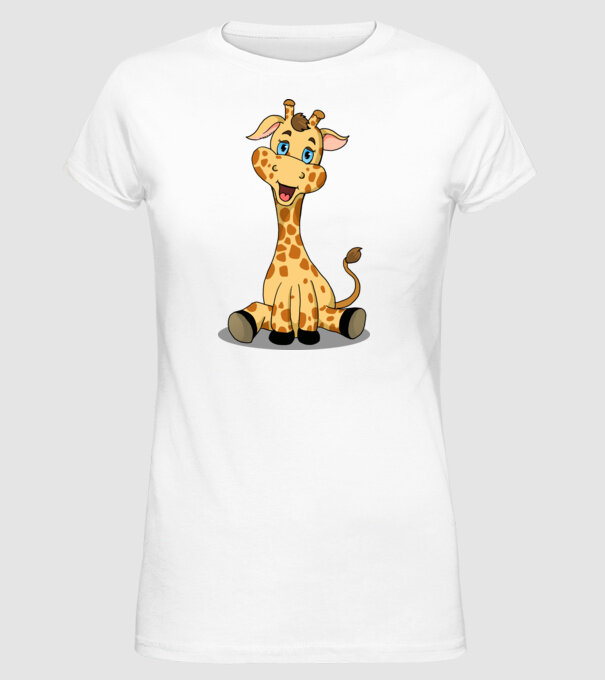 Cute giraffe model alb pe tricou