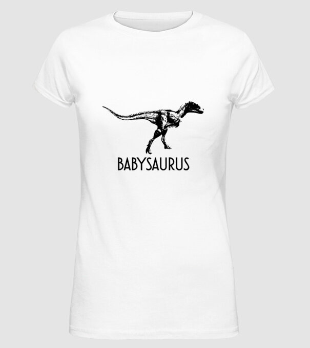 Familia de dinozauri Babysaurus model alb pe tricou