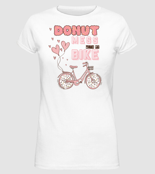 Donut mess with my bike model alb pe tricou