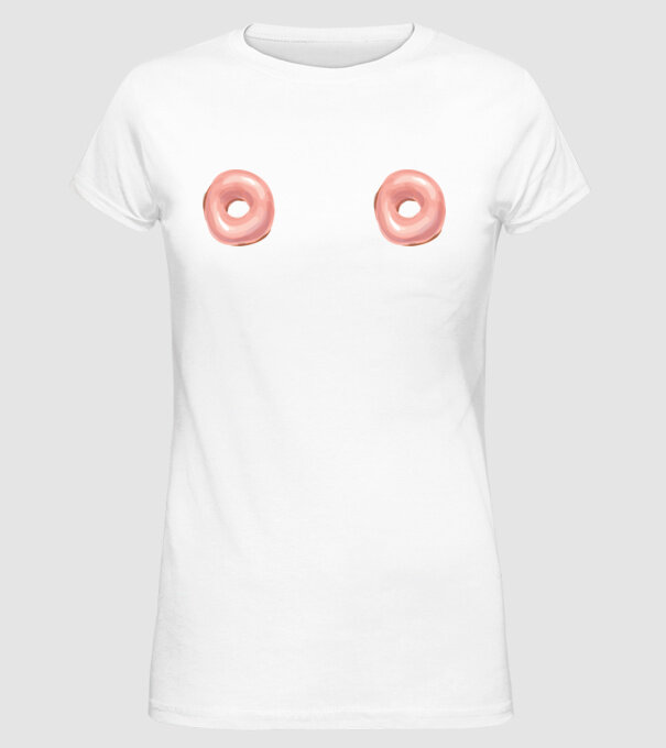 Donut titties model alb pe tricou