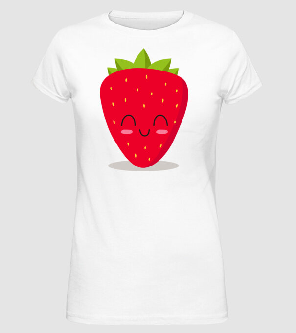 Căpșuni model alb pe tricou