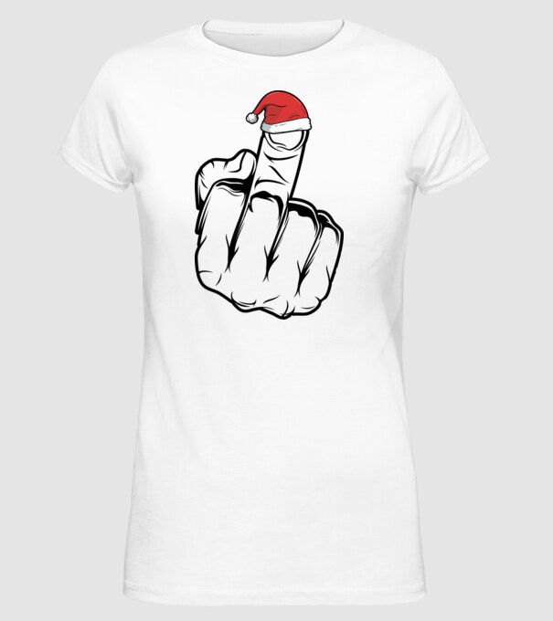 f u christmas model alb pe tricou
