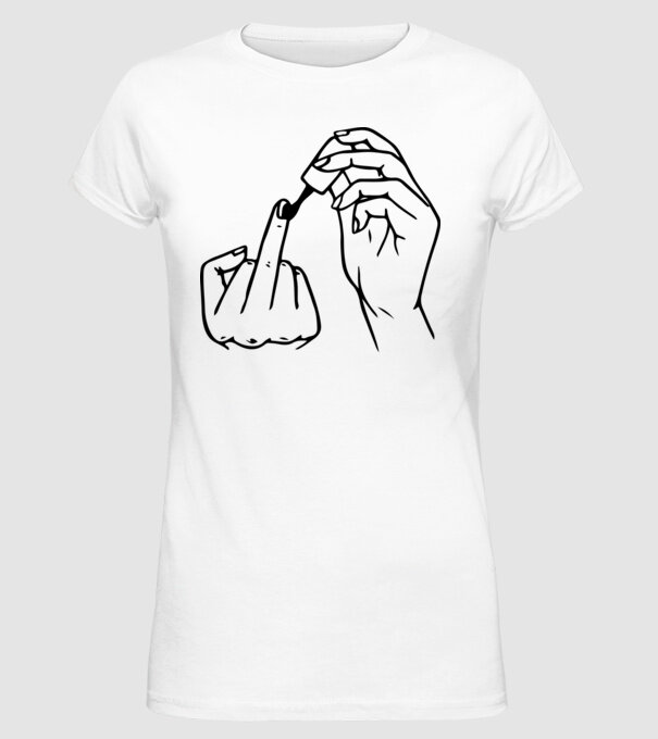 Nail polish Fuck U model alb pe tricou