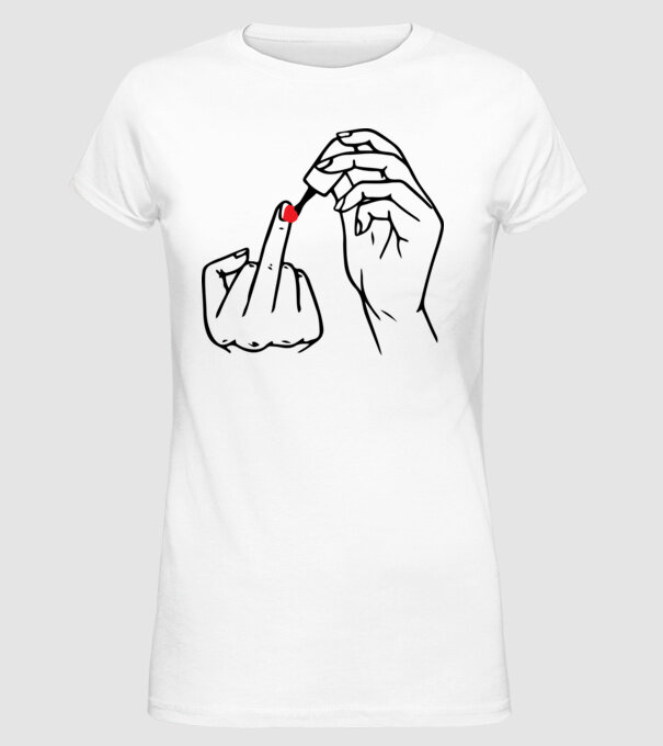 Nail polish Fuck U model alb pe tricou
