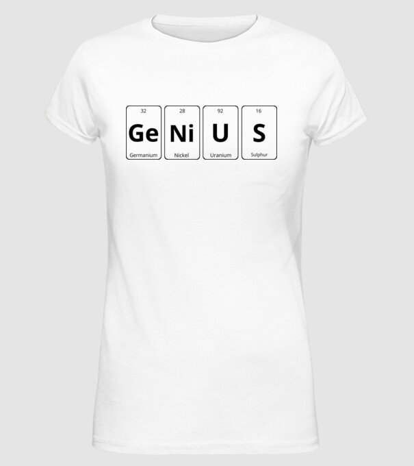 Genius periodic model alb pe tricou
