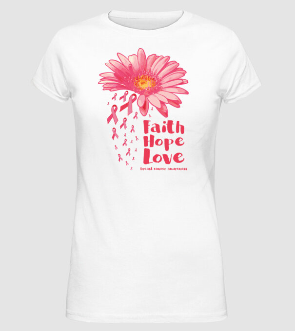 Gerbera faith hope love model alb pe tricou