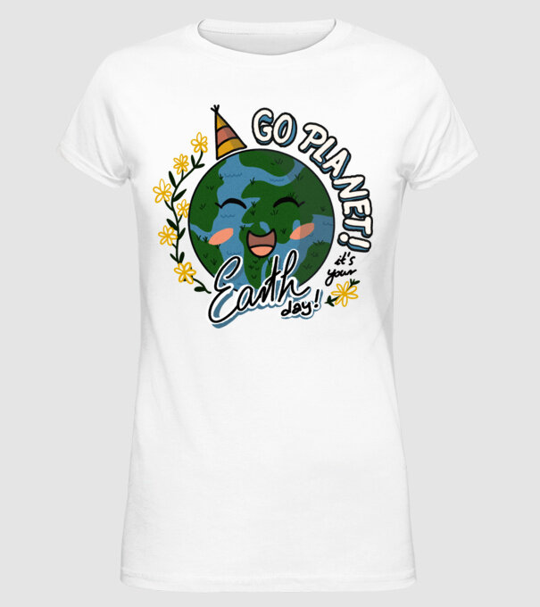 Go planet model alb pe tricou