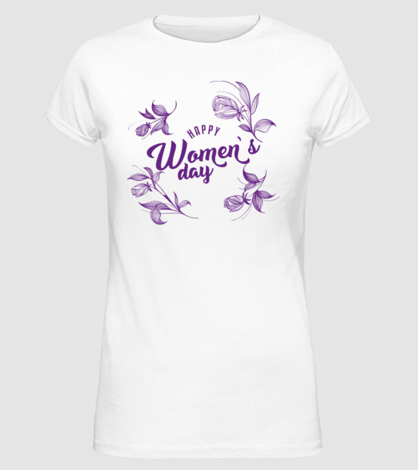 'Happy women''s day' model alb pe tricou