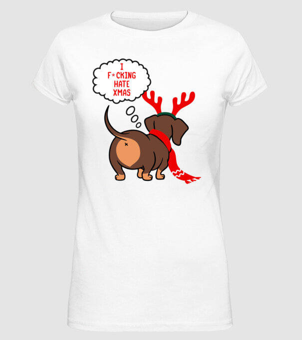 Hate Xmas model alb pe tricou