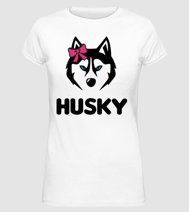 Husky fată model alb pe tricou