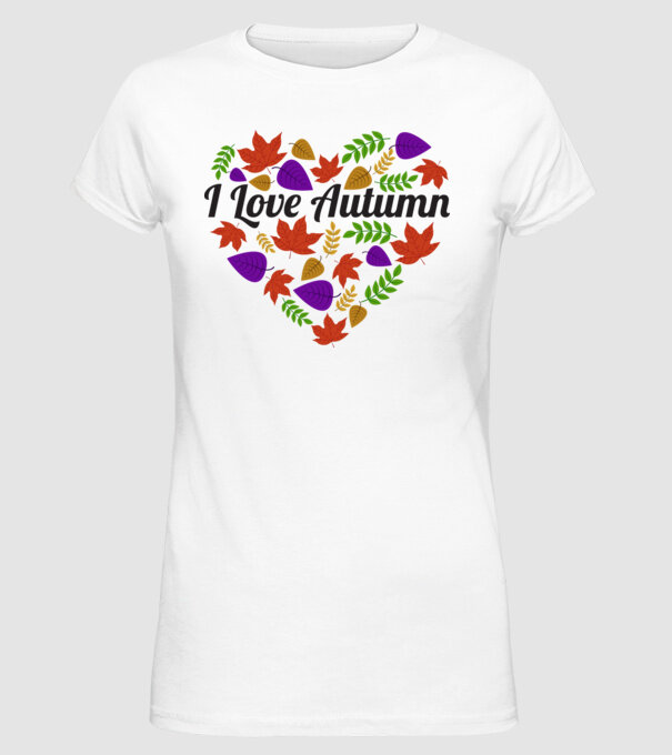 I love autumn model alb pe tricou