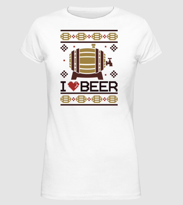 I love beer ugly sweater model alb pe tricou