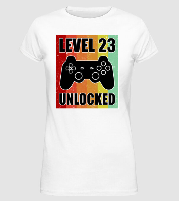 level 23 unlocked retro gamer model alb pe tricou