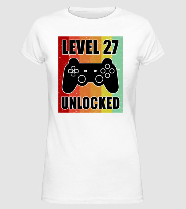 level 27 unlocked retro gamer model alb pe tricou