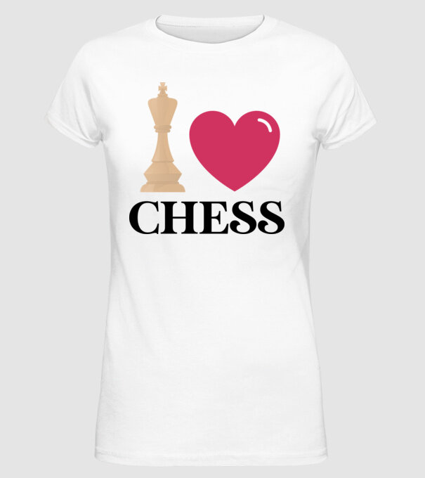 Love chess model alb pe tricou