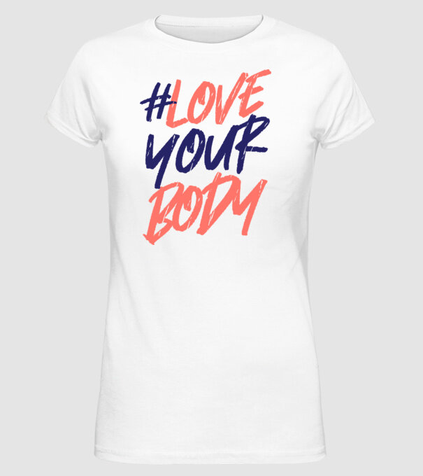 #loveyourbody model alb pe tricou
