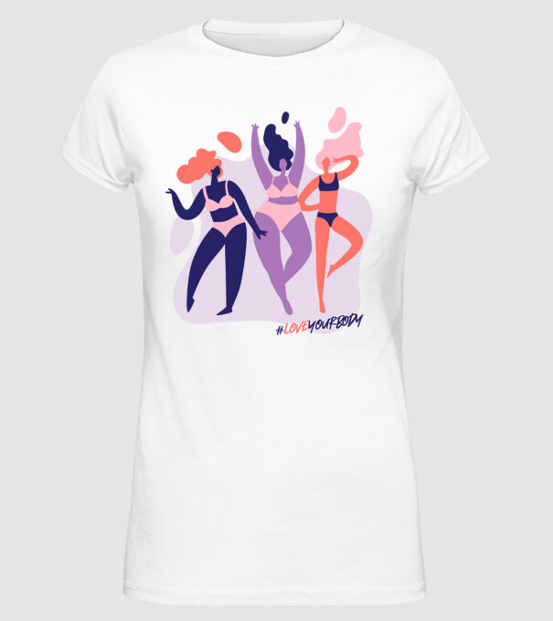 #loveyourbody model alb pe tricou