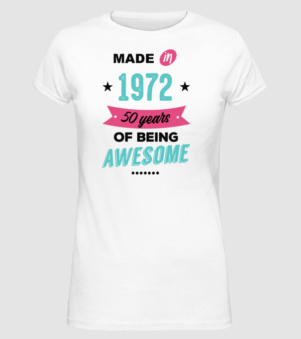 MADE in 1972 model alb pe tricou