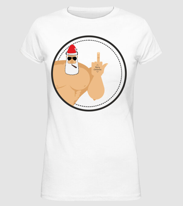 'Merry F''in Xmas' model alb pe tricou