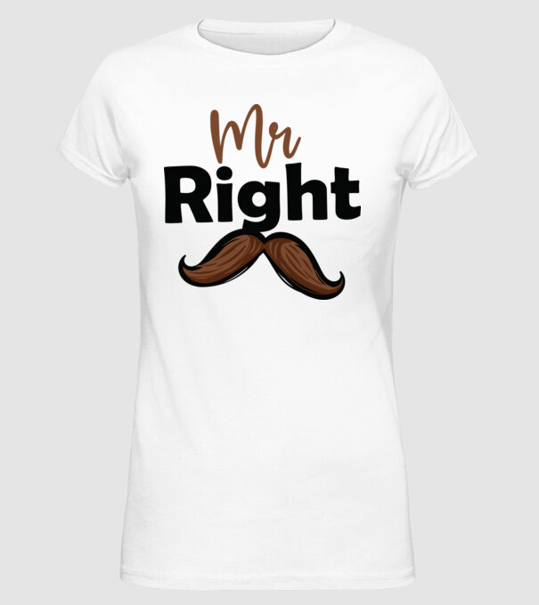 Mr right model alb pe tricou