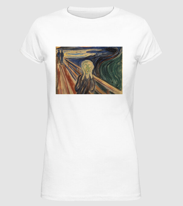 Pictură Munch Mască model alb pe tricou