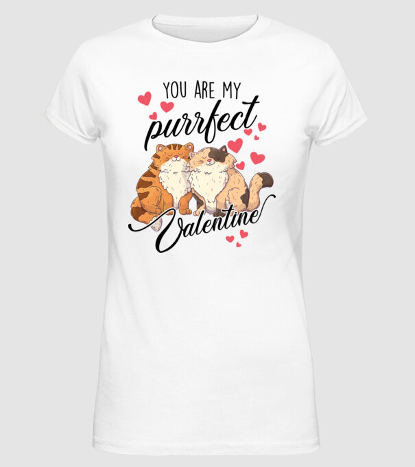 My purrfect valentine model alb pe tricou