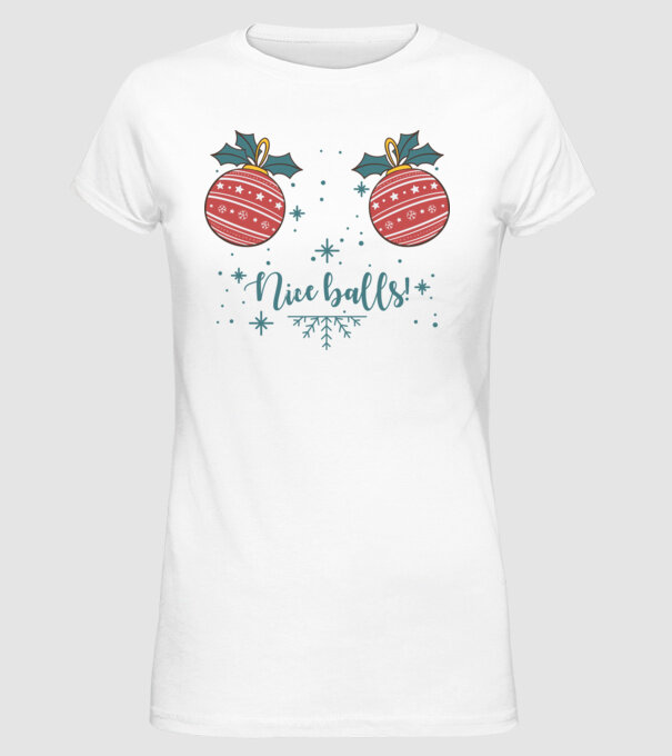 Nice Balls model alb pe tricou