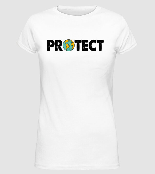 Protect earth model alb pe tricou