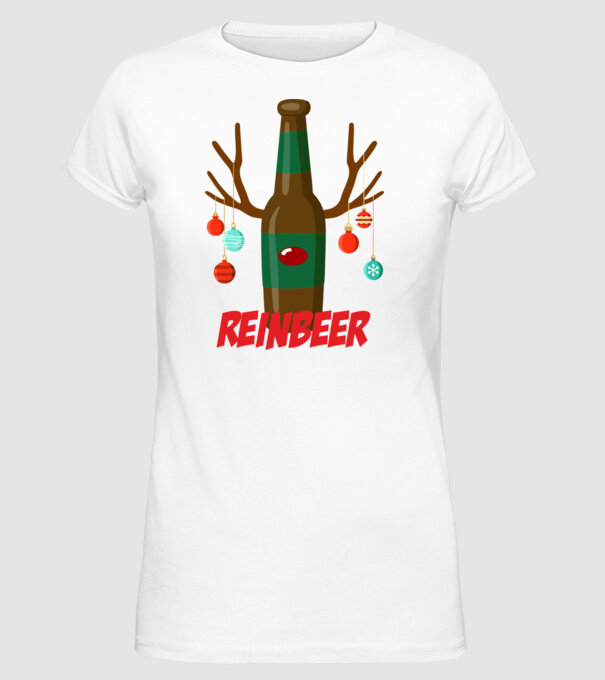 Bere REINBEER model alb pe tricou