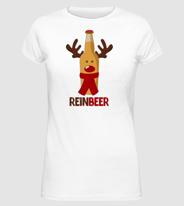 Bere REINBEER model alb pe tricou