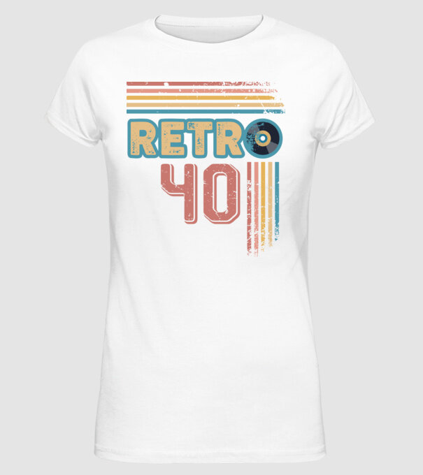 Retro 40 Birthday model alb pe tricou
