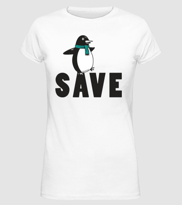 Save penguin model alb pe tricou