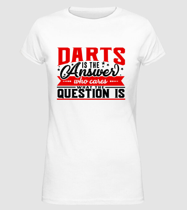 Sport is the answer DARTS model alb pe tricou
