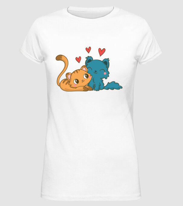 PISICUȚE ÎNDRĂGOSTITE 1 model alb pe tricou