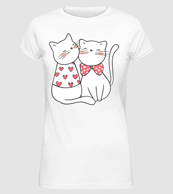 PISICUȚE ÎNDRĂGOSTITE 5 model alb pe tricou