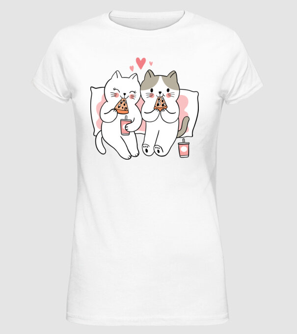 PISICUȚE ÎNDRĂGOSTITE 6 model alb pe tricou