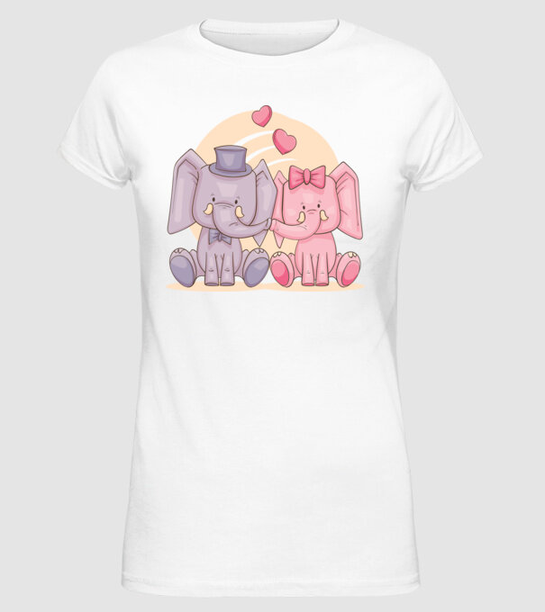 ELEFANȚI ÎNDRĂGOSTIȚI model alb pe tricou