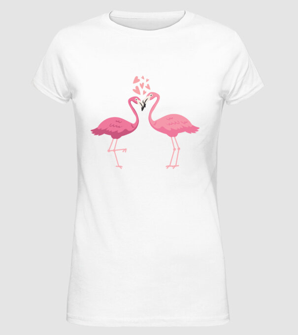 FLAMINGO ÎNDRĂGOSTIȚI model alb pe tricou