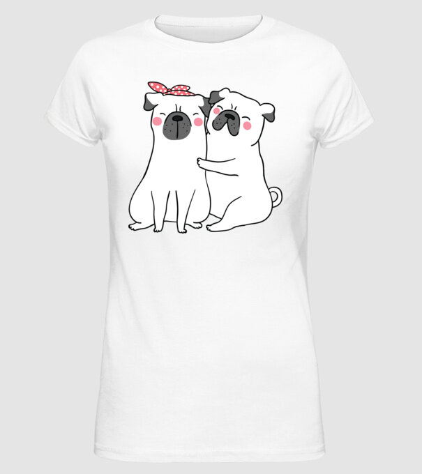 MOPȘI ÎNDRĂGOSTIȚI model alb pe tricou