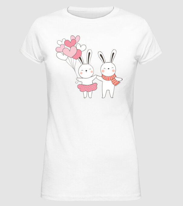 IEPURAȘI ÎNDRĂGOSTIȚI 3 model alb pe tricou