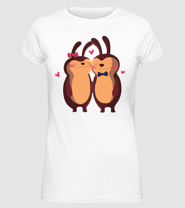 IEPURAȘI ÎNDRĂGOSTIȚI model alb pe tricou