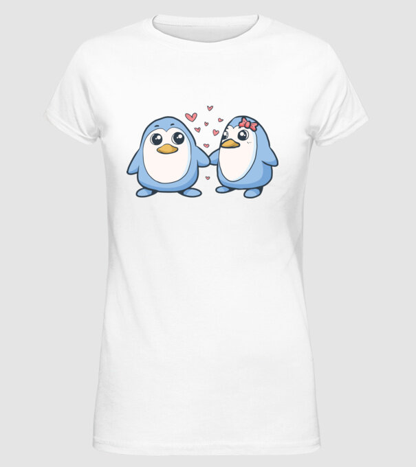 PINGUIN ÎNDRĂGOSTIT 2 model alb pe tricou