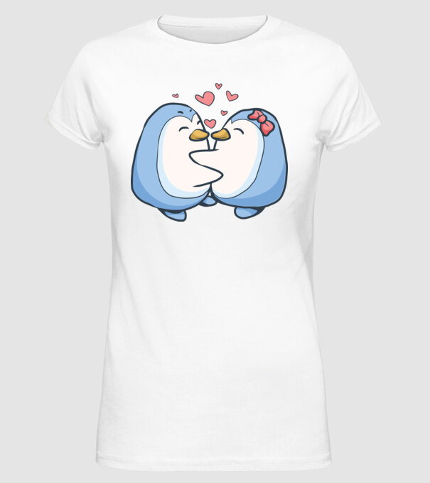 PINGUIN ÎNDRĂGOSTIT 3 model alb pe tricou