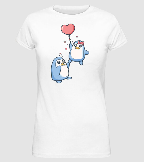 PINGUIN ÎNDRĂGOSTIT 4 model alb pe tricou
